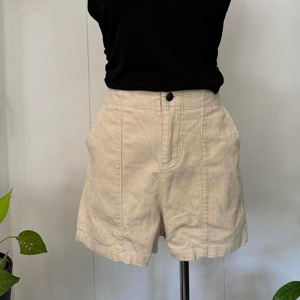 Wild Fable Womens Cream Corduroy High Waisted Shorts Size Small Elastic Back